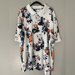 Perry Ellis-Size 3XLT- short sleeve collared powder blue with floral pattern